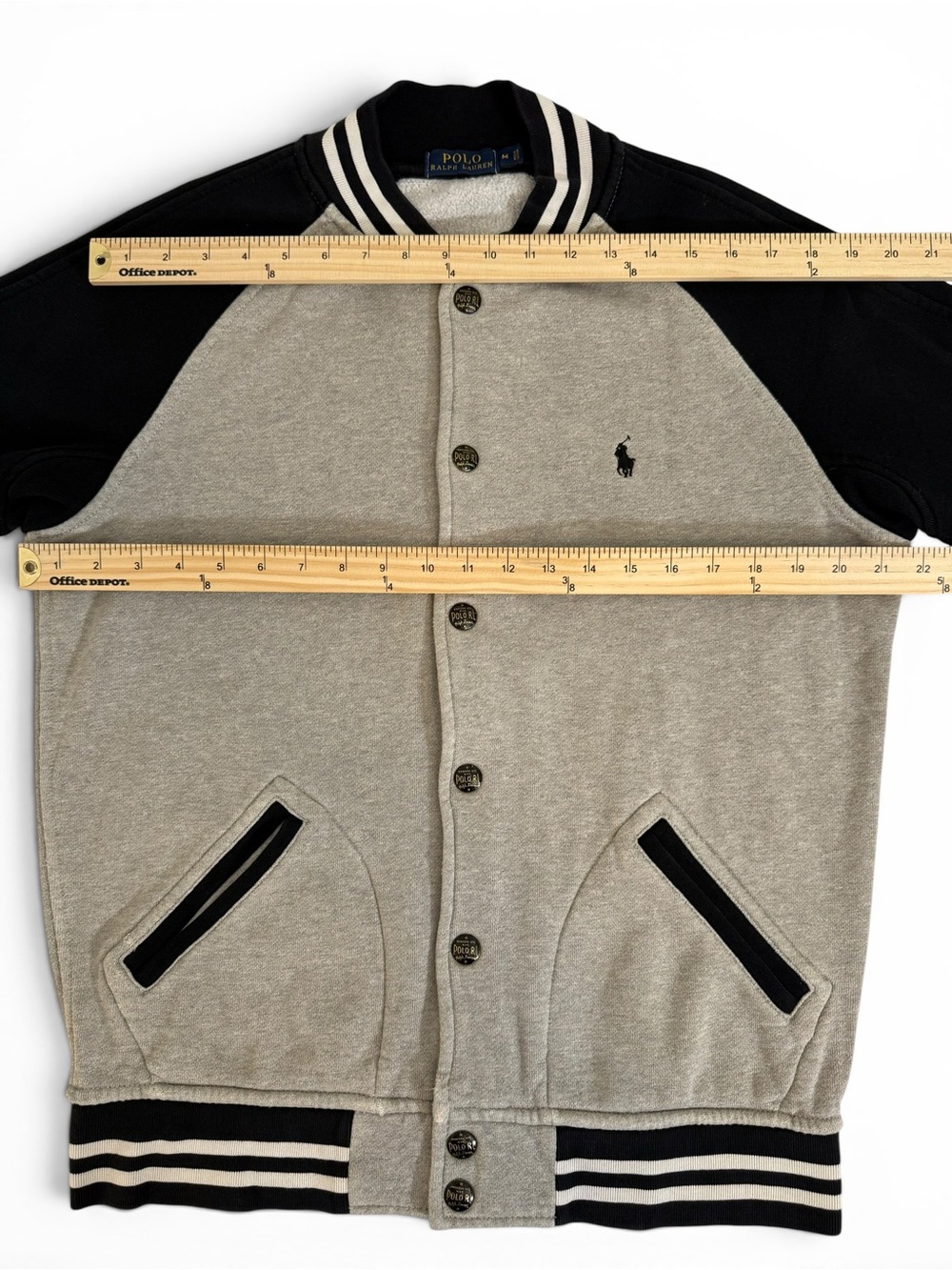 Polo Ralph Lauren Gray Black Bomber Jacket Men’s Medium - Picture 5 of 14